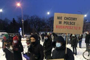 Ilustracja. Zdjęcie z protestów w Polsce